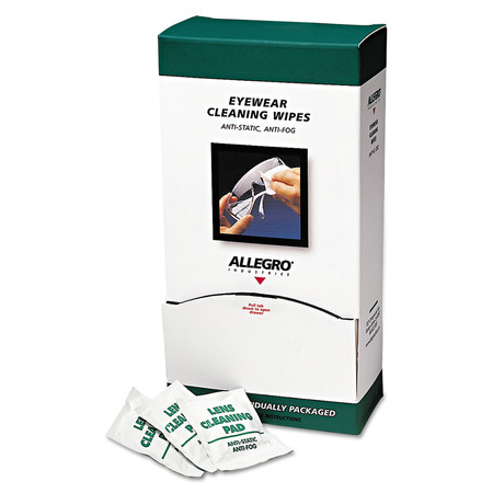 Allegro Industries Eyewear Cleaning Wipes, 5" x 8", White, PK100 350